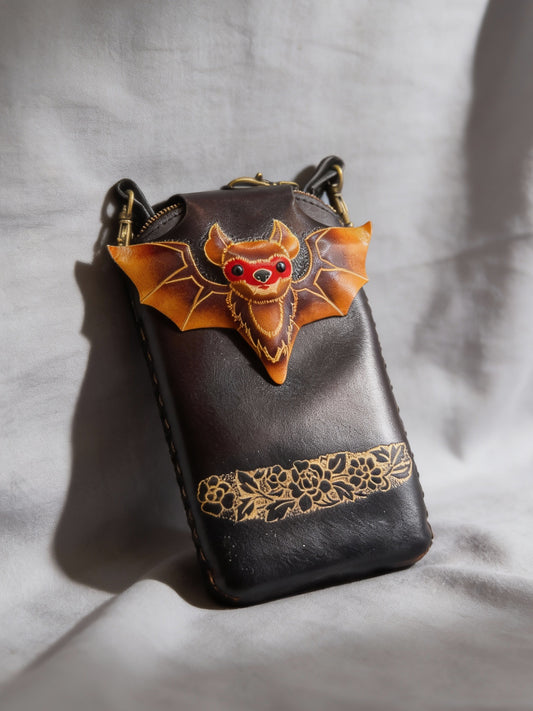 Brown Bat Leather Cell Phone Case
