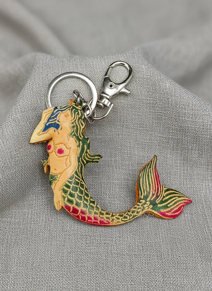 Leather Mermaid Keychain