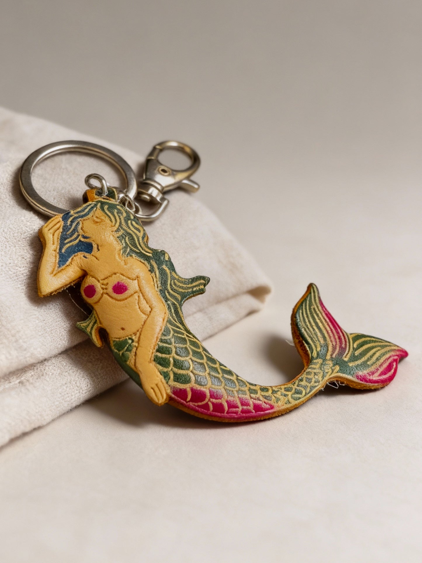 Leather Mermaid Keychain