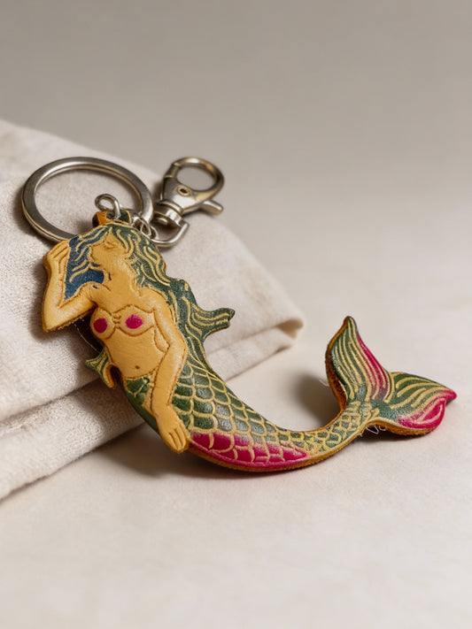 Leather Mermaid Keychain