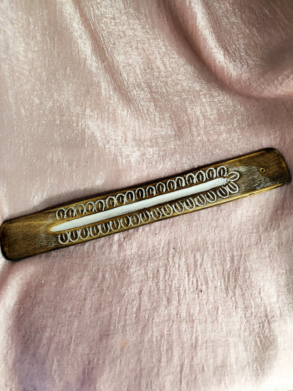 Wood Incense Burner with Design