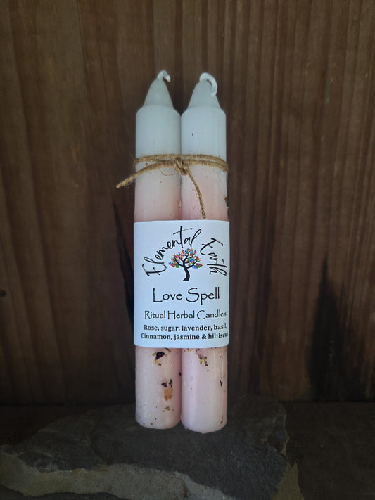 Love Spell Herbal Intention Taper Candles