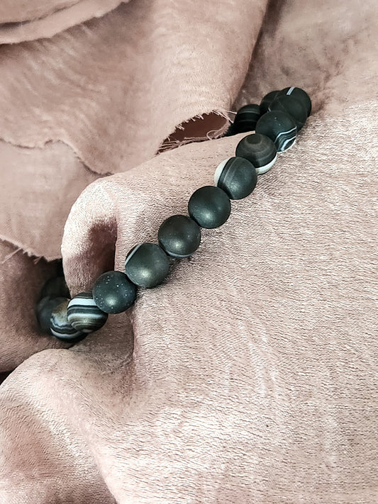 Matte Black Agate 8mm Bracelet