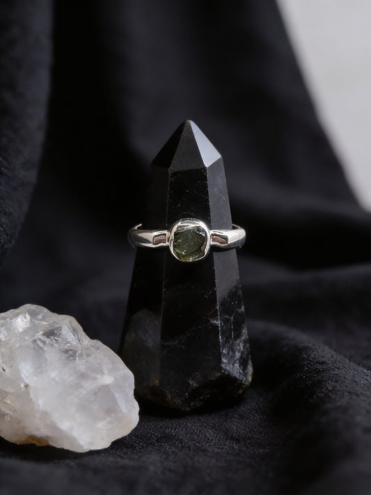 Moldavite Ring Contoured