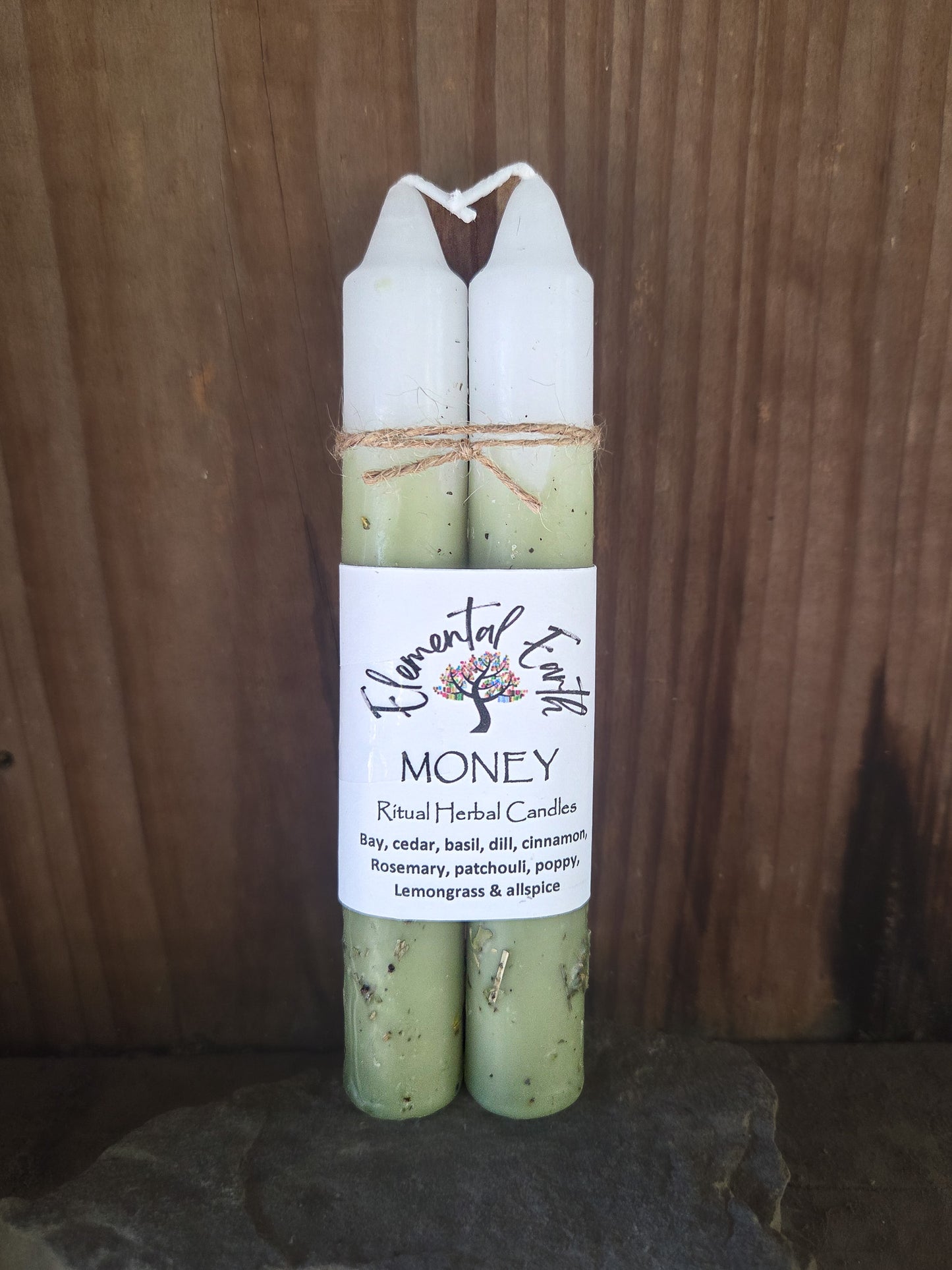 Money Herbal Intention Taper Candles