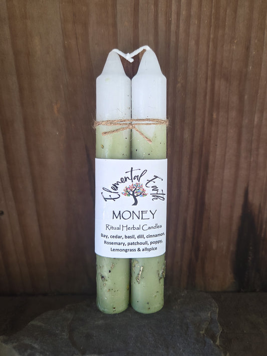 Money Herbal Intention Taper Candles