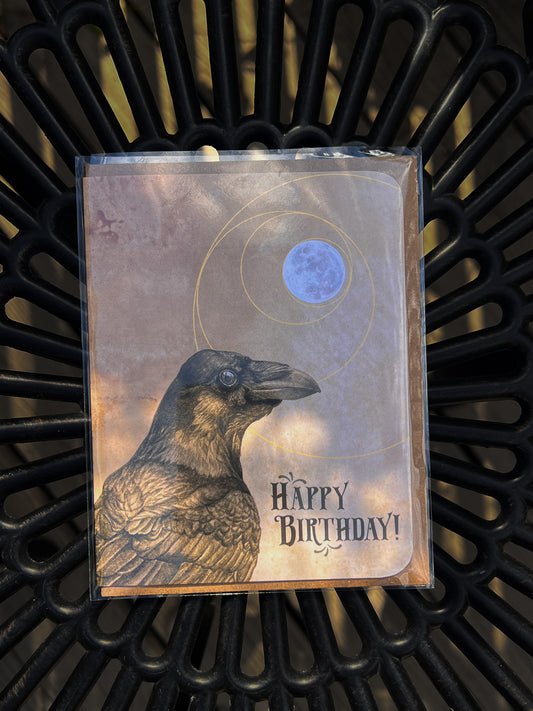 Moon Raven Birthday Card