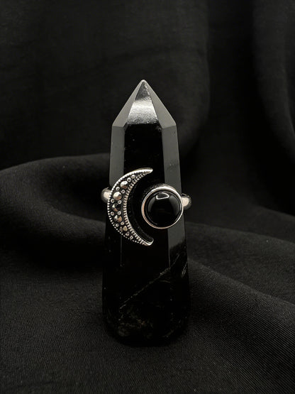 Moon and Sun Marcasite Silver Ring