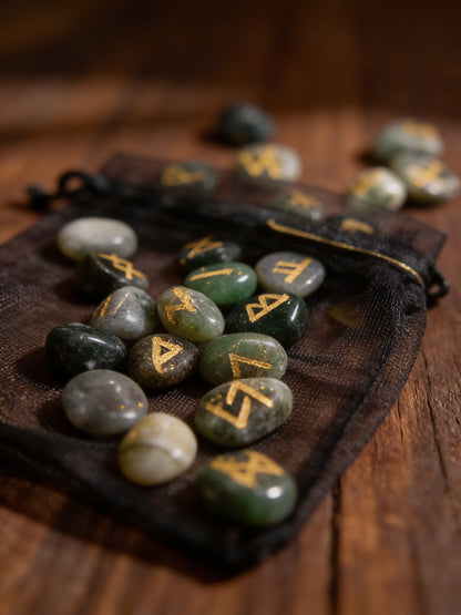 Moss Agate Crystal Runes