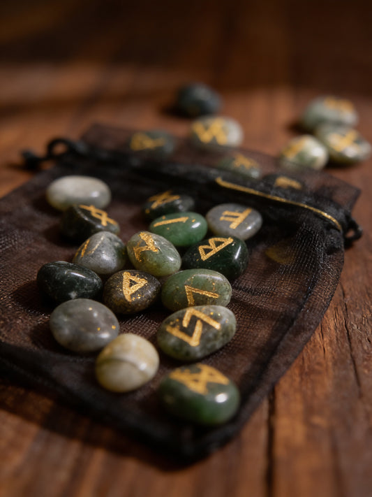 Moss Agate Crystal Runes