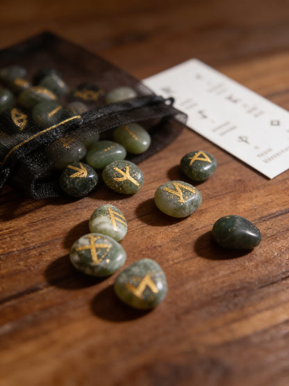 Moss Agate Crystal Runes