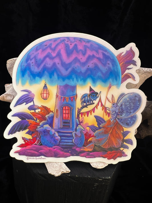 Moth and Spider Mushroom Sticker