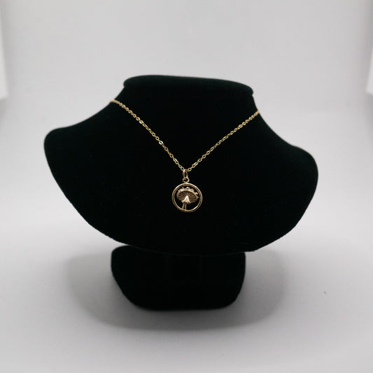 Mushroom in Circle Necklace