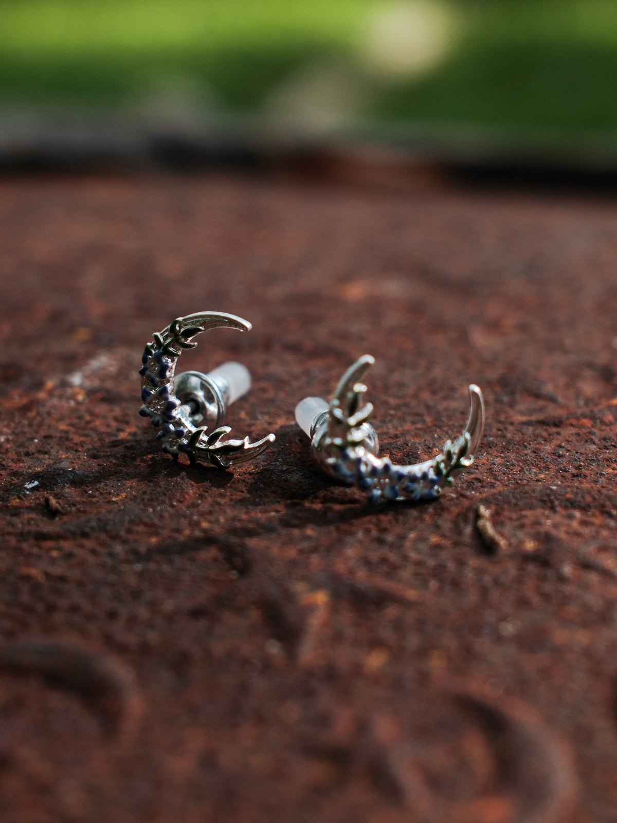 Nightshade Moon Silver Post Earrings