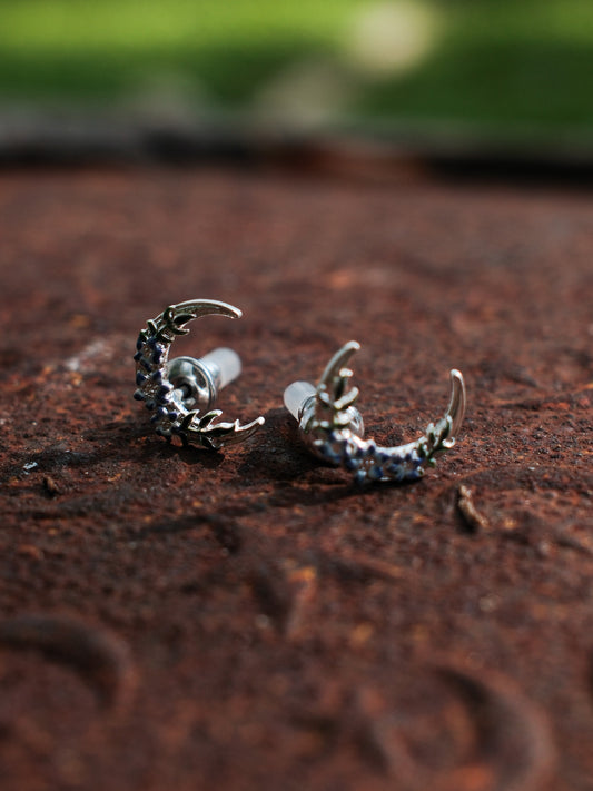 Nightshade Moon Silver Post Earrings