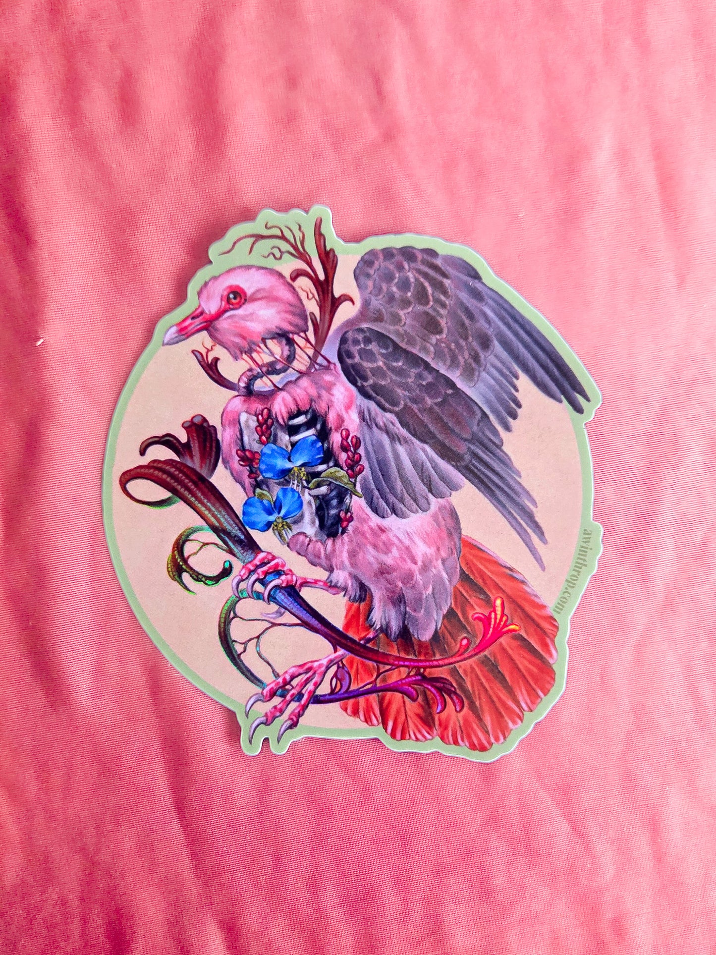 Pink Pigeon Holographic Sticker