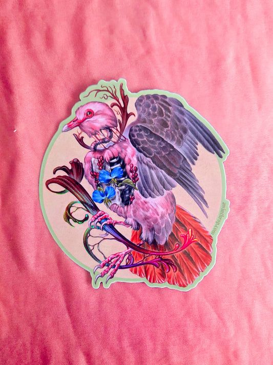 Pink Pigeon Holographic Sticker