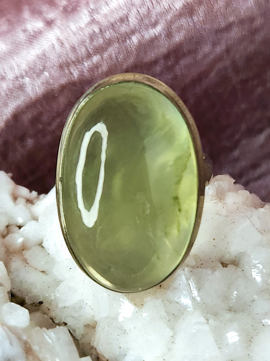 Prehnite Oval Ring