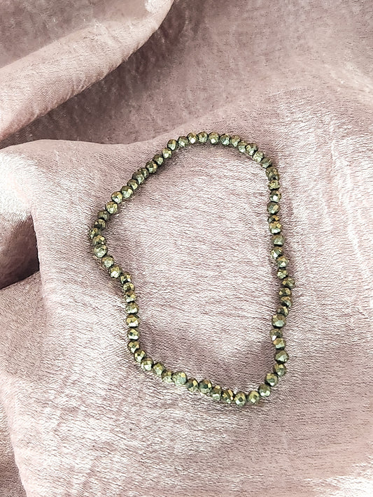 Pyrite 3mm Faceted Bracelet