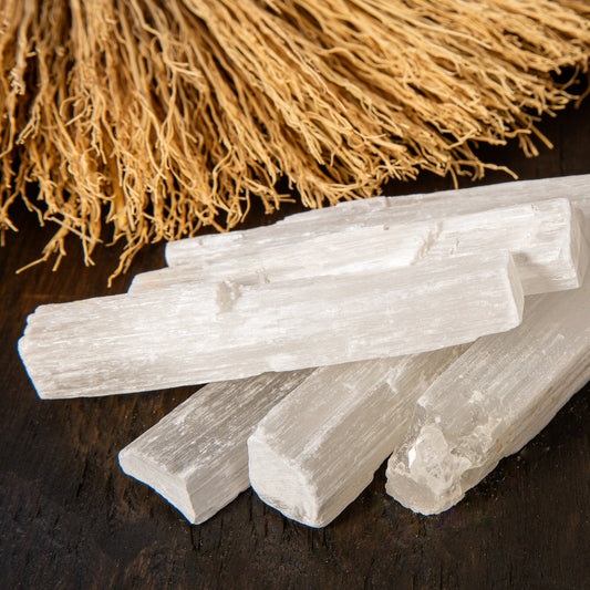 Selenite Raw Wand