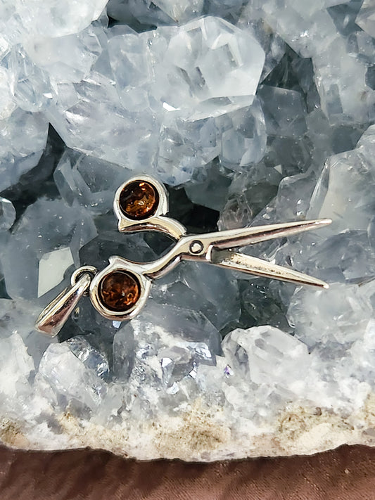 Regular Amber Scissors Pendant