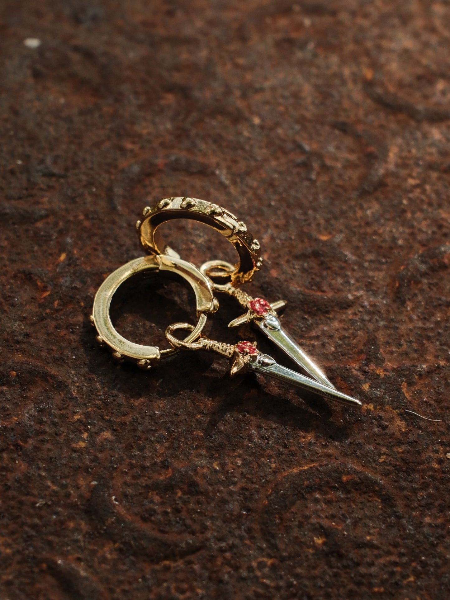 Rose Dagger Huggie Earrings