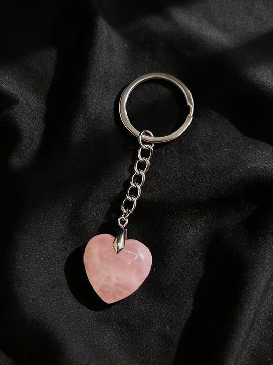 Rose Quartz Heart Keychain