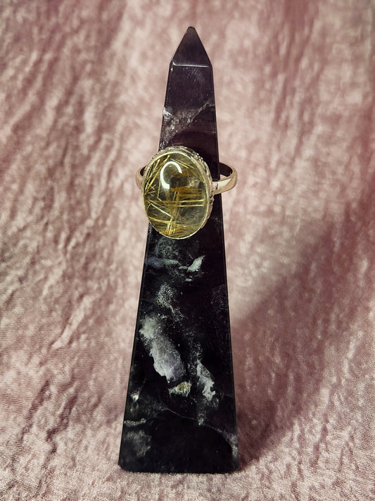 Rutilated Quartz Circle Ring