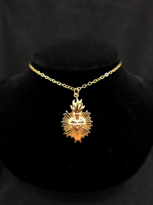 Sacred Flaming Heart Necklace