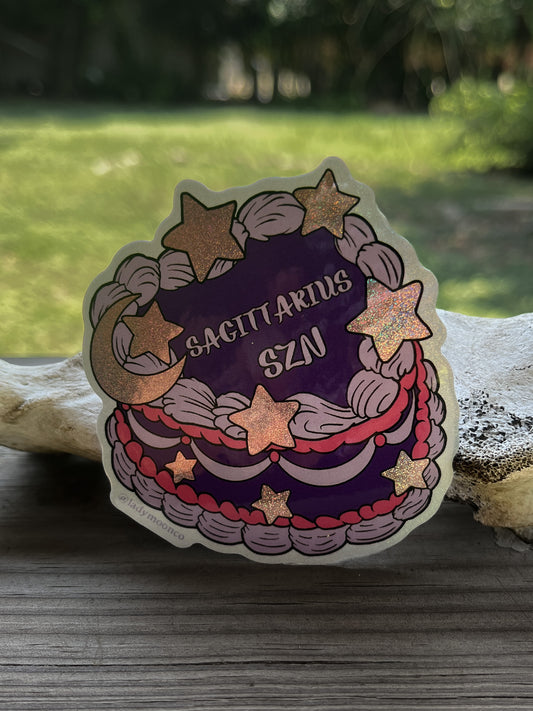 Sagittarius Zodiac Birthday Cake Sticker