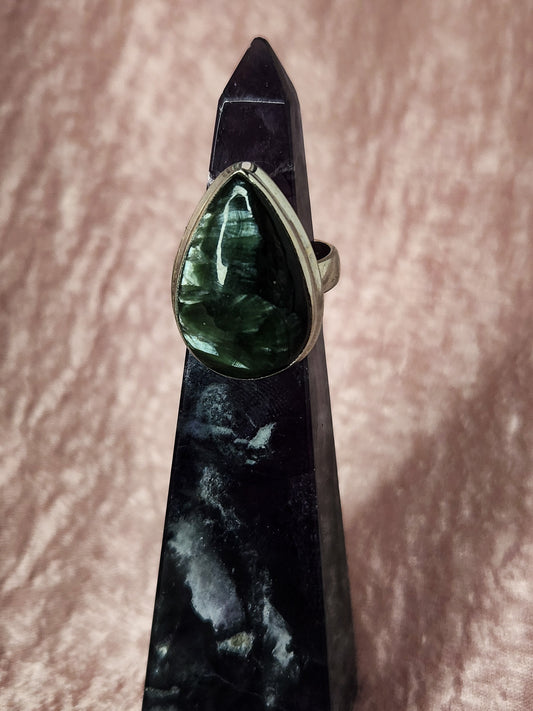 Seraphinite Teardrop Ring