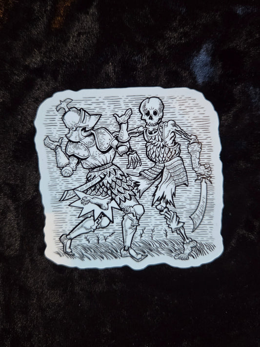 Skeleton Knight Battle Sticker - 3"