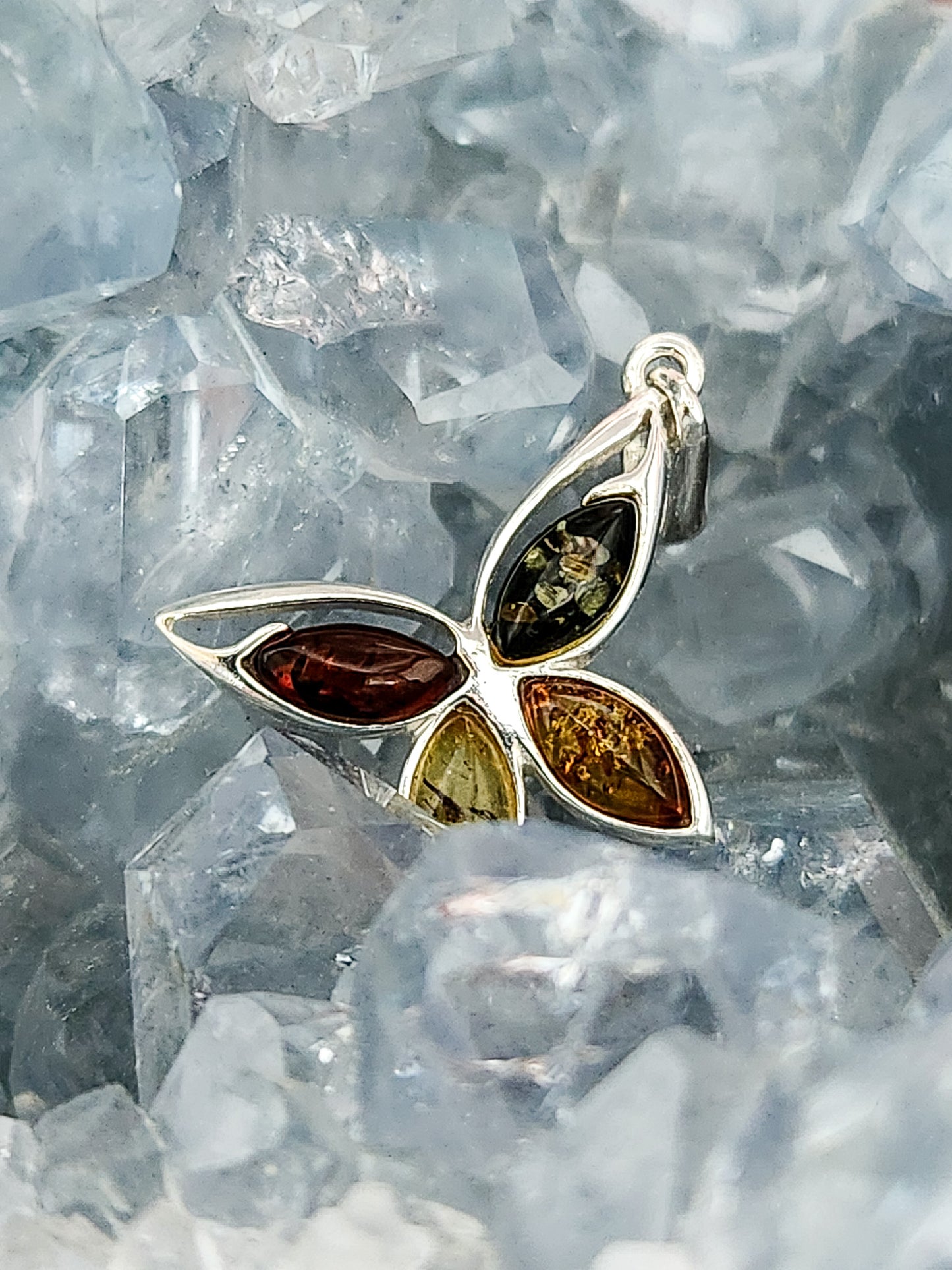 Small Muli-color Amber Butterfly Pendant