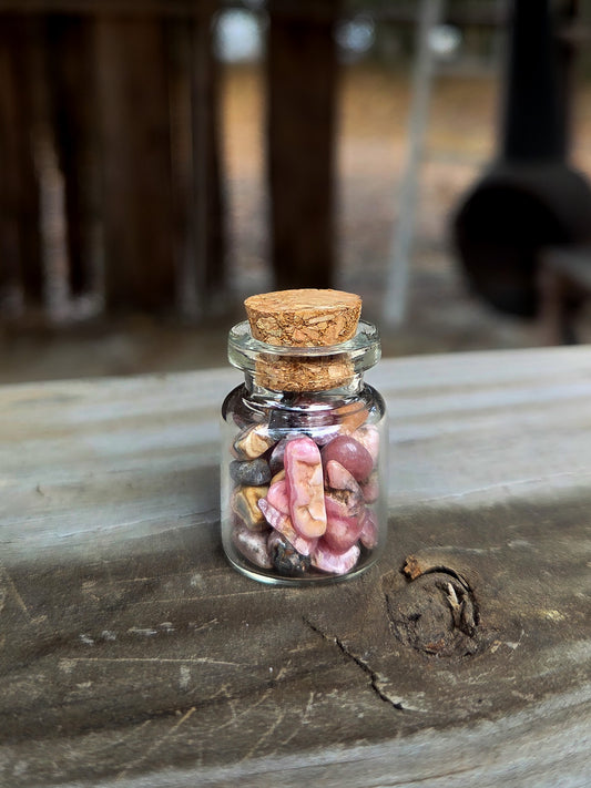 Rhodochrosite Crystal Chip Jar