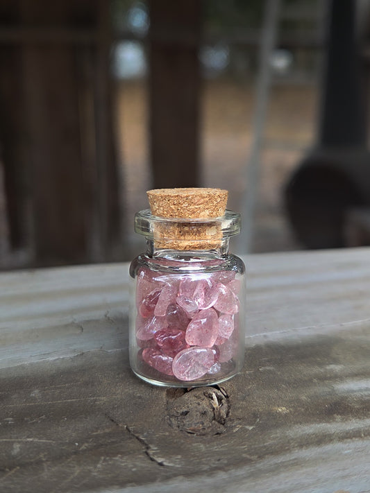 Strawberry Quartz Crystal Chip Jar