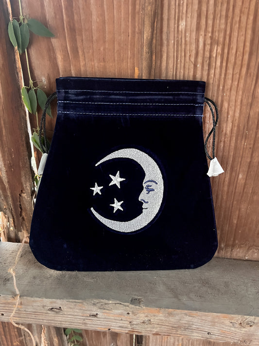 Smiling Moon Embroidered Tarot Bag