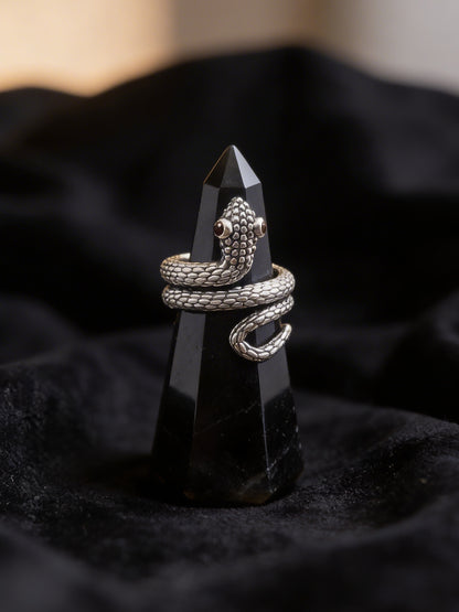 Snake Wrap RIng with Garnet Eyes