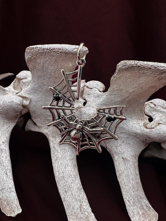 Spider and Web with Black Onyx Pendant