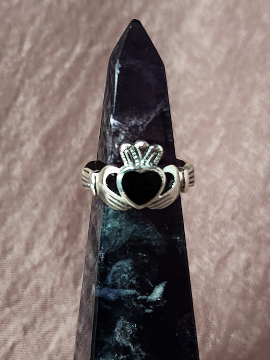 Sterling Silver Abalone Claddagh Ring