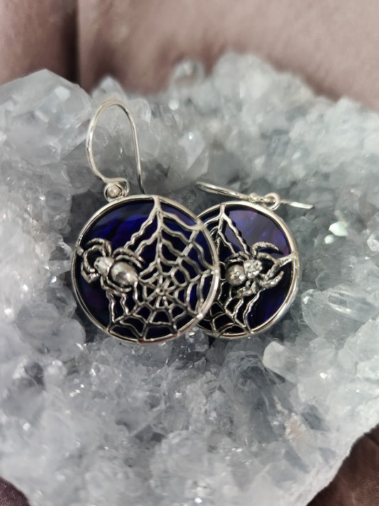 Sterling Silver Circle Spider Earrings