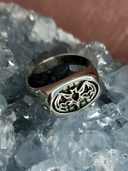 Sterling Silver Flat Bat Ring