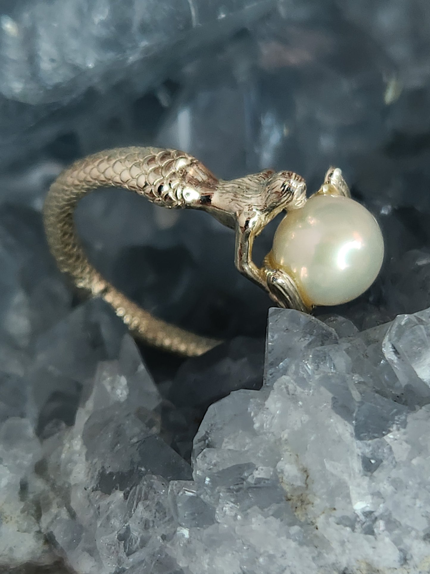 Sterling Silver Lab-Created Opal Mermaid Ring