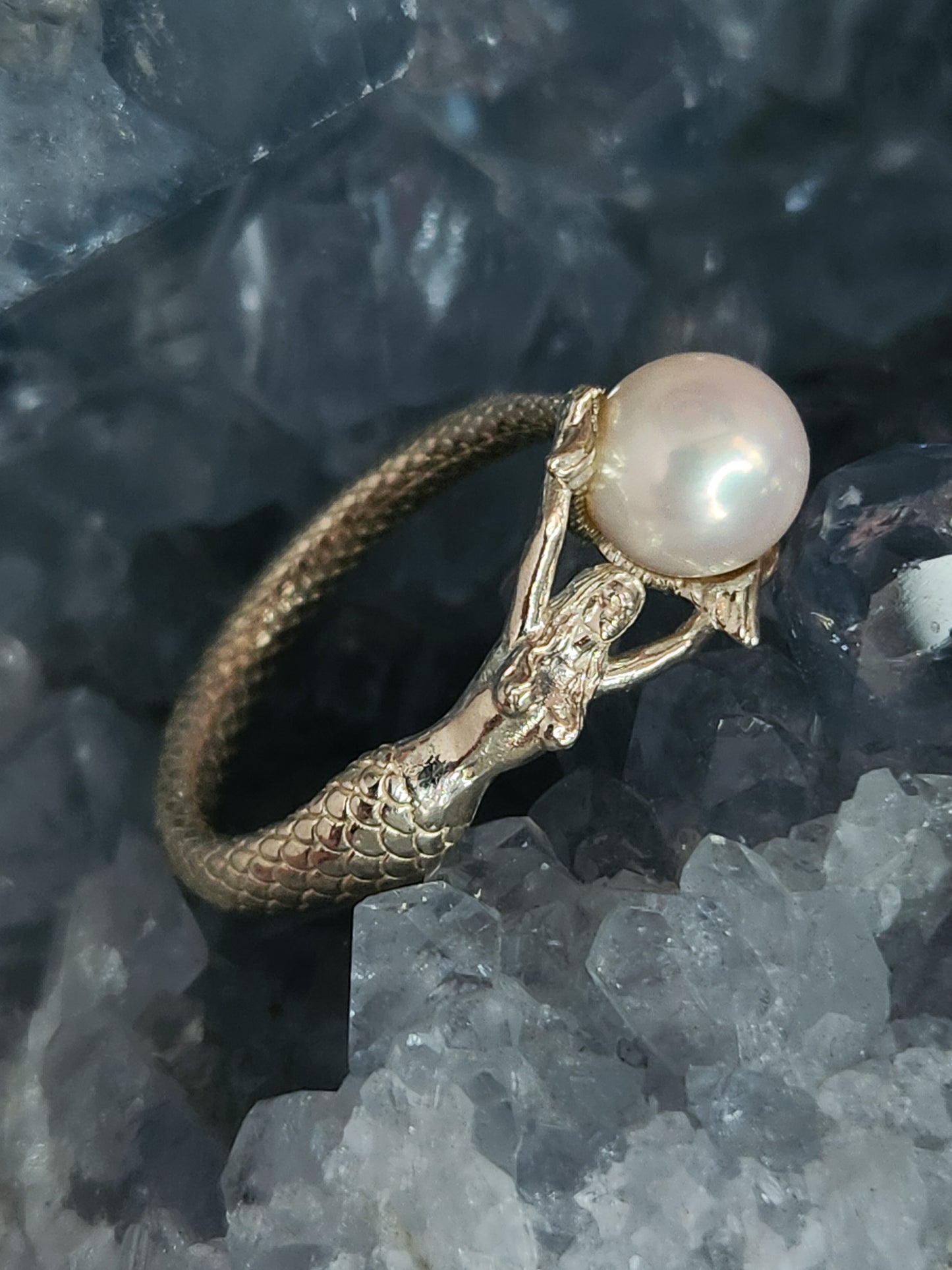Sterling Silver Lab-Created Opal Mermaid Ring