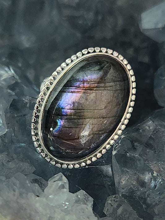 Sterling Silver Purple Labradorite Ring