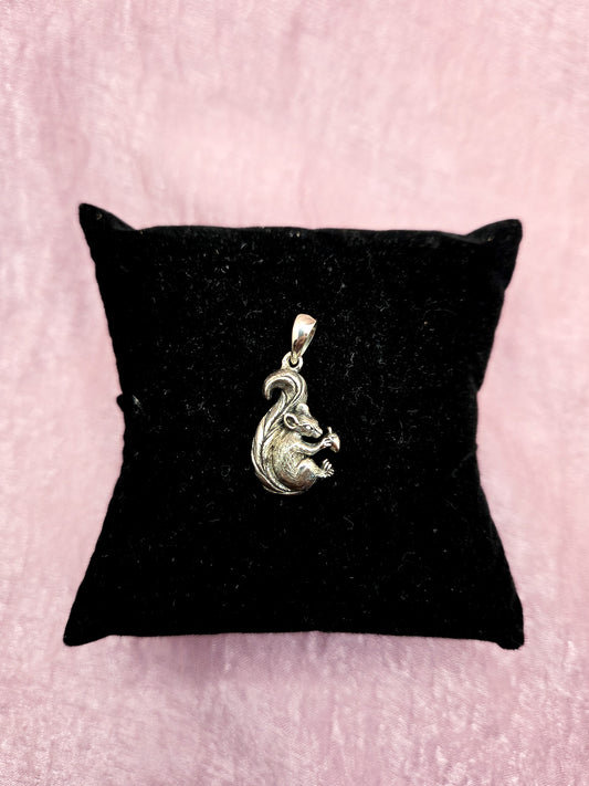 Sterling Silver Squirrel with Acorn Small Pendant