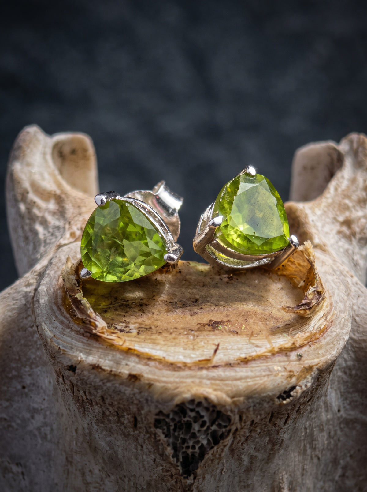 Sterling Silver & Peridot Stud Earrings