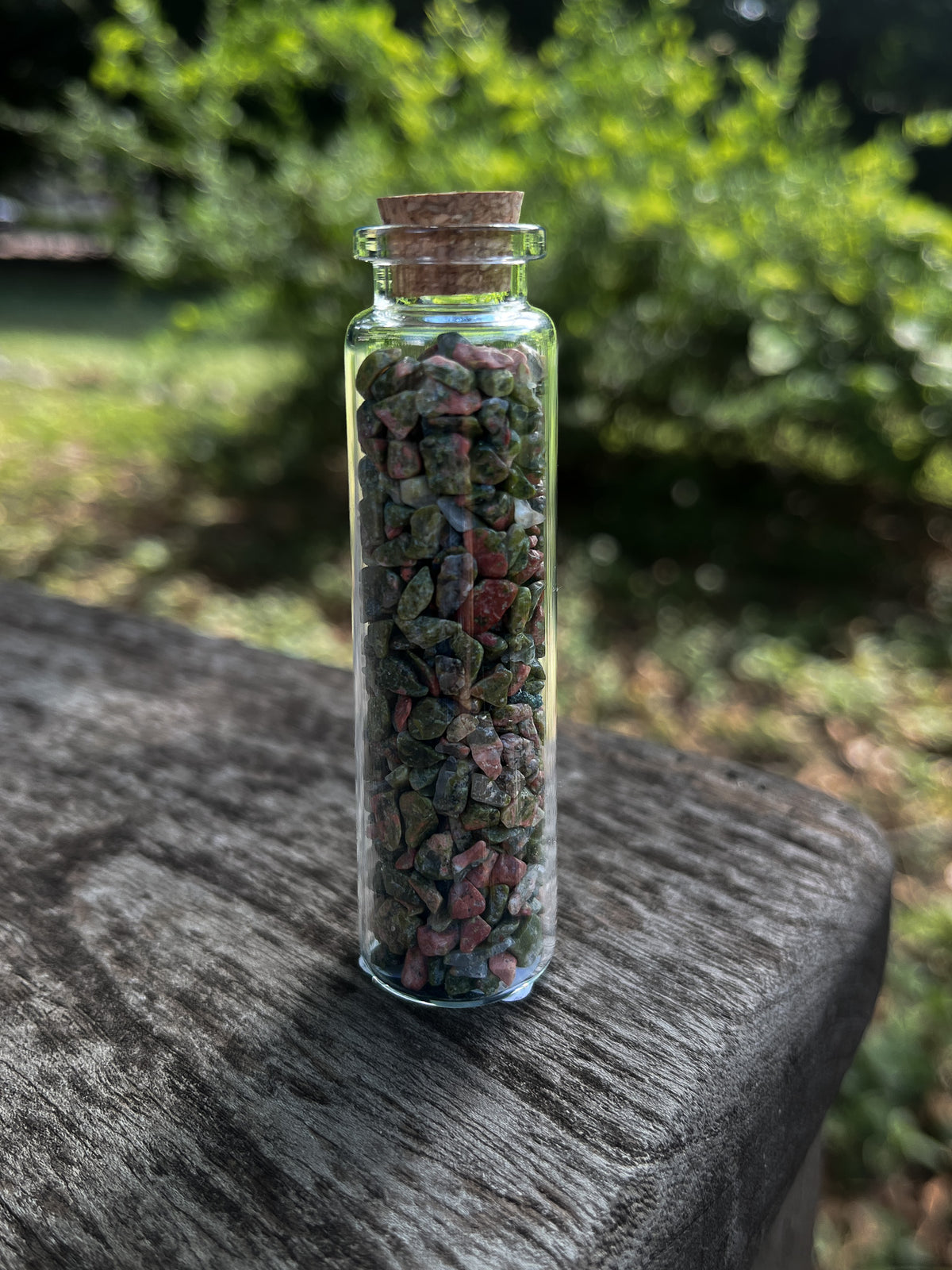 Unakite Crystal Chip Jar