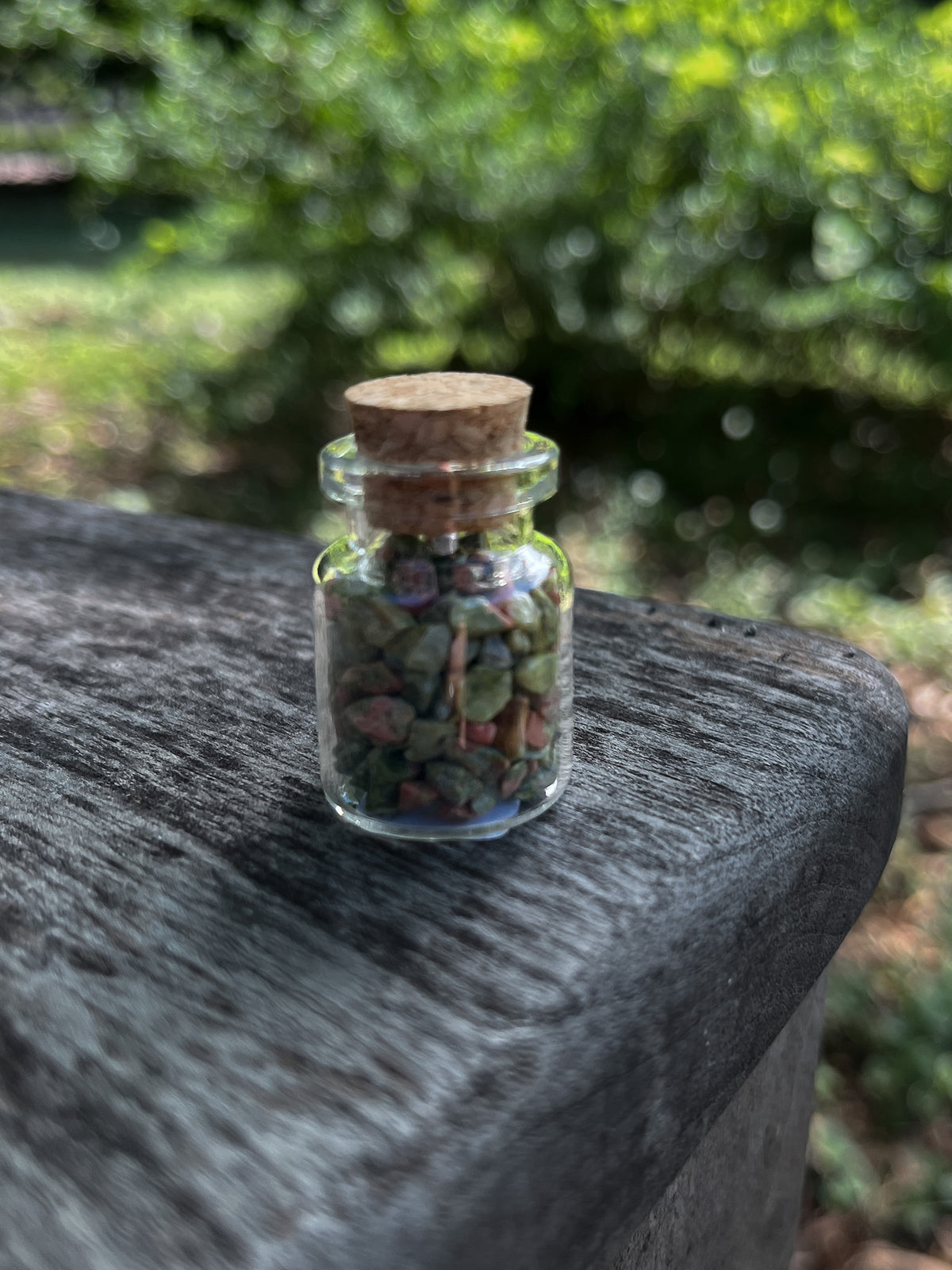 Unakite Crystal Chip Jar