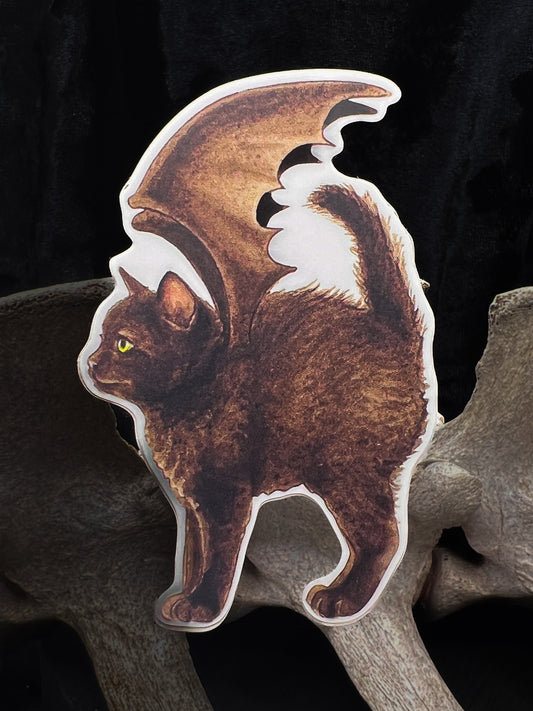 Wings Up Bat Cat Sticker
