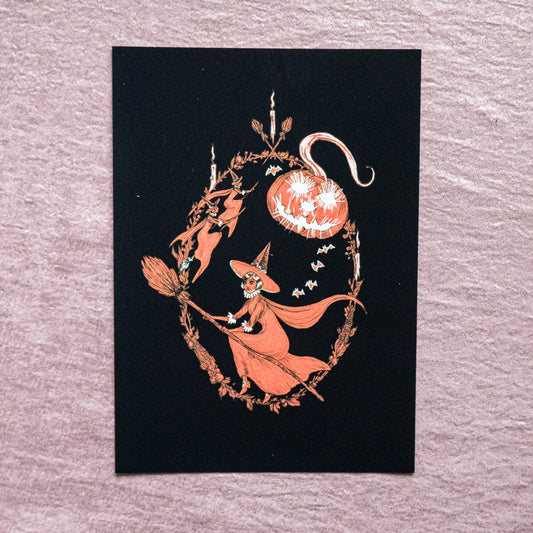 Witch on Broom Print